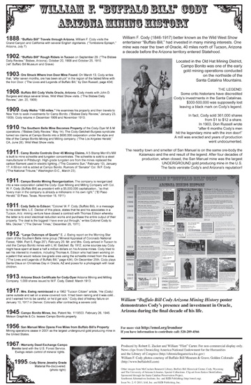 Buffalo Bill Cody mining in Oracle, Arizona timeline poster