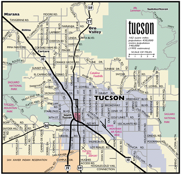Map Of Tucson Az Tucson, Arizona Metro Map